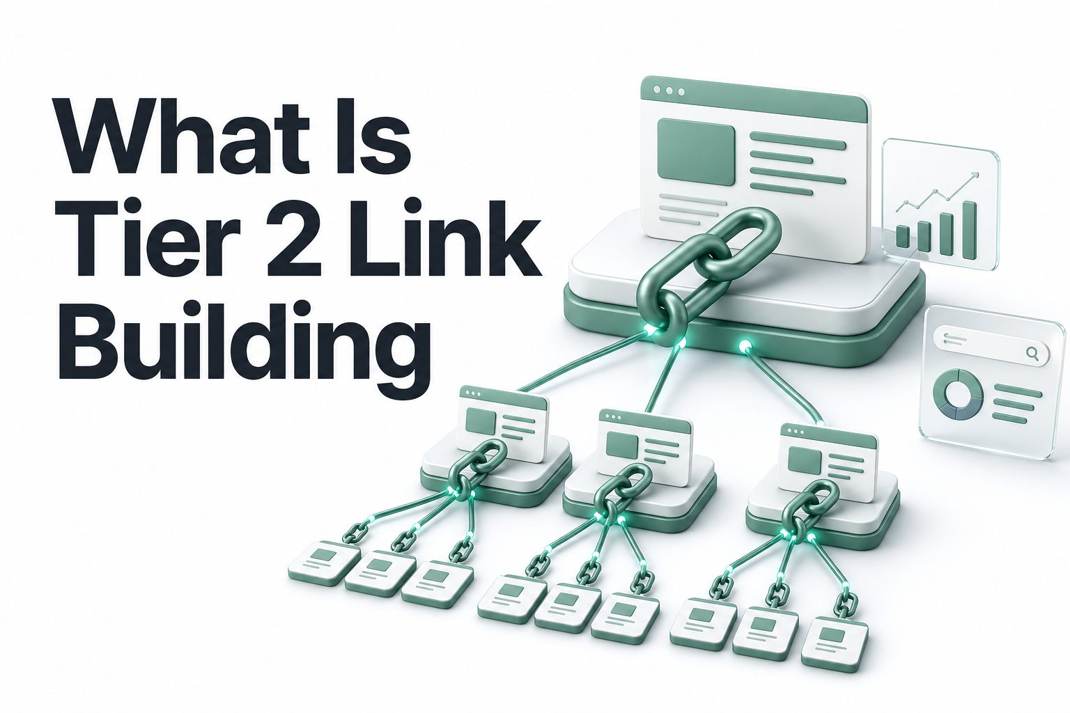 Tier 2 link building diagram showing secondary backlinks supporting primary links